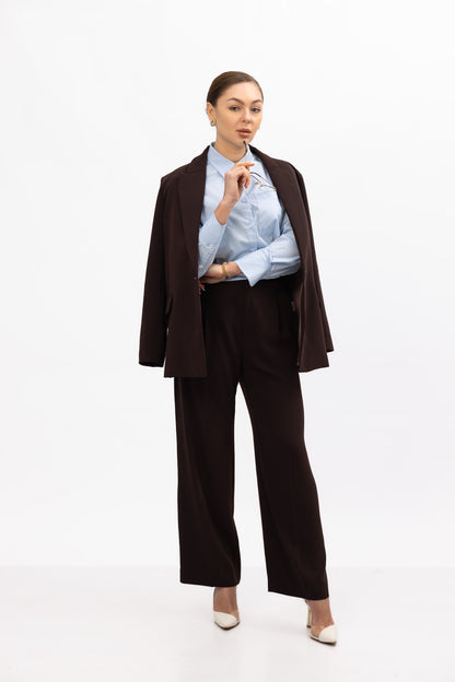 Ensemble Blazer & Pantalon Ligne marron chocolat